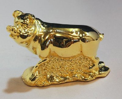 金ブタ 銅製(真鍮) に鍍金