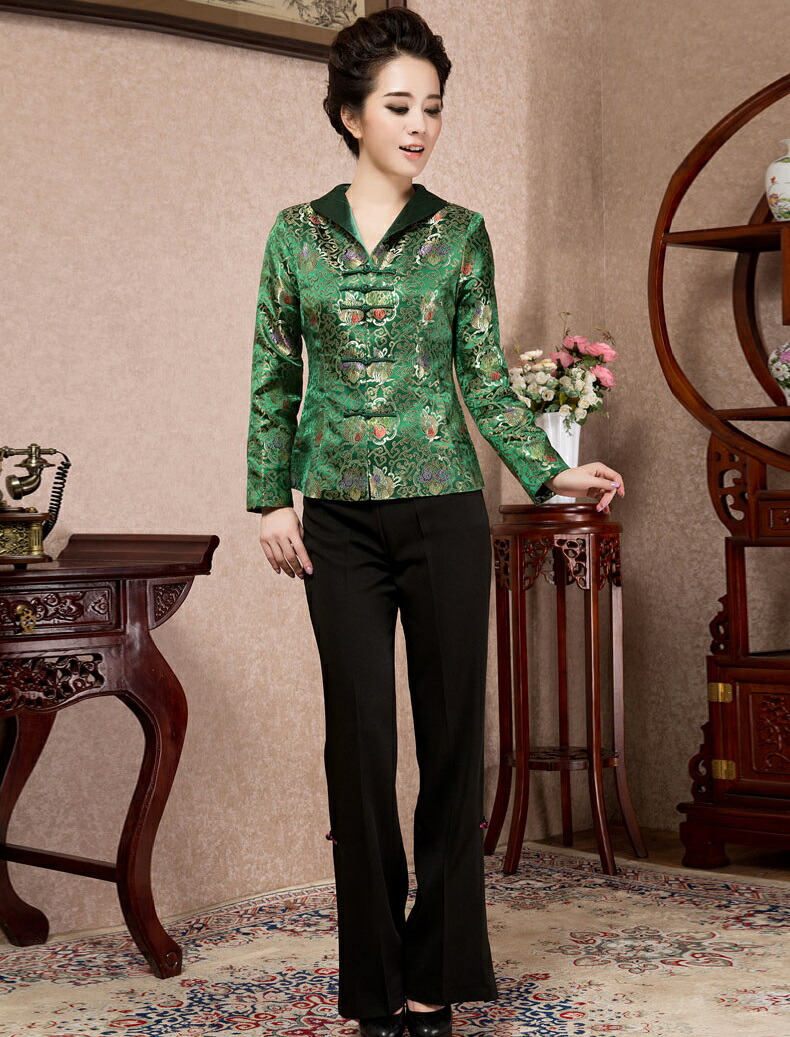 楽天市場】ビンテージ調 中華長袖ブラウス 深紫色 【中国伝統刺繍