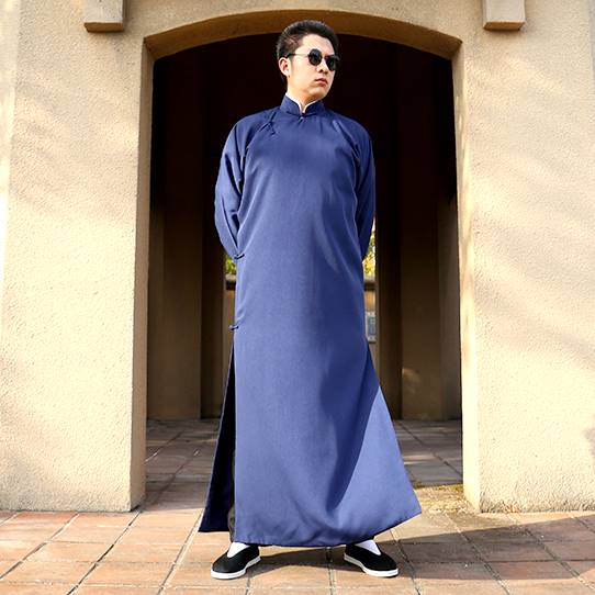 楽天市場】中華民国（近代）市民服 長袍（チャンパオ） サテン地 藍色