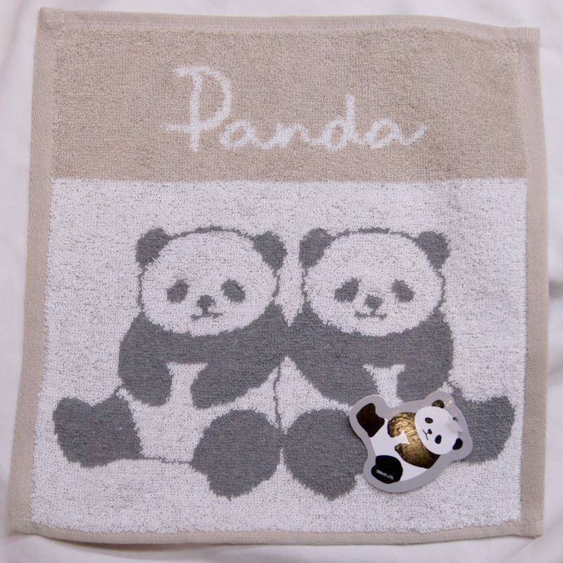 パンダ様 楽天市場】パンダ ジャガード ハンカチタオル【TL-H93-4B】 グレー