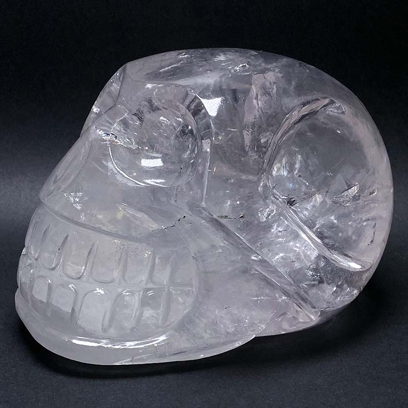 天然水晶どくろ絵レインボー水晶最大長約15cm重さ約2.7kg桐箱付 現品 iw260330a02