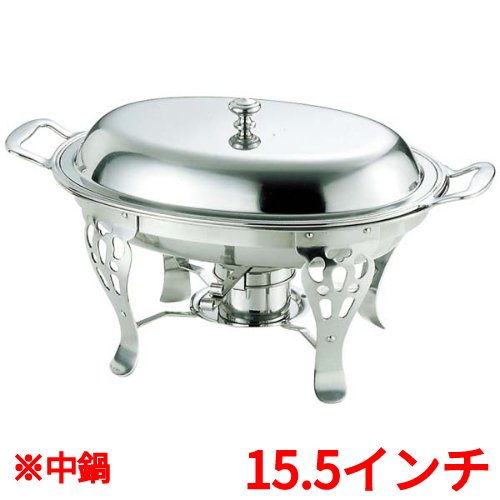 UK 18-8 共柄 小判チューフィングディッシュ用 中鍋 15.5インチ (A)485(B)390(C)340(D)280(E)235(F)275(G)195(H)60(I)45 1入/業務用/新品/小物送料対象商品