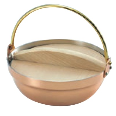 5358500 銅 段付ツル付鍋（木蓋付）１人用 Ｓ−５００３ １４cm 楽天市場】銅 段付ﾂﾙ付鍋(木蓋付)1人用 S-5003 14cm【鍋】【卓上鍋