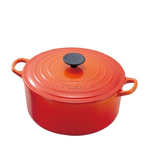 ル・クルーゼ 言い慣わし ココットロンド 18糎 2501－18－09 オレンジ色/お役目用/新品/貨物輸送無料
