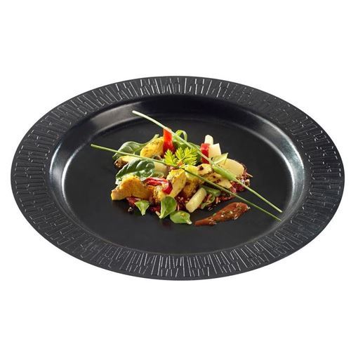 ソリア パルプ ラウンド一皿 270粍 PLA 黒いこと(50入)VF40510/御役目用/新品/小物貨物輸送客体商いもの 食器-皿・プレート
