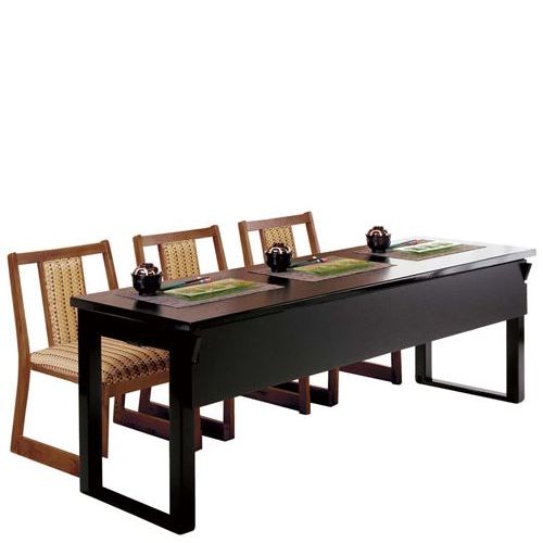 木製早見表座卓 8本脚・ずり脚 3人膳(H600／H325)黒肌理 1800×550/お役目用/新品/貨物輸送無料