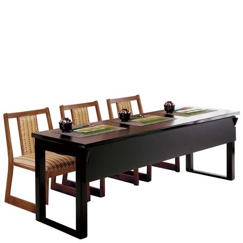 木製速見表座卓 8本脚・ずり脚 3人膳(H600／H325)黒乾漆 1800×550/御勤め用/新品/貨物輸送無料