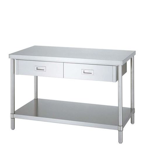 WDB－18045パイプ脚 作業台 ベタ棚仕様 片面引出付/業務用/新品/送料無料