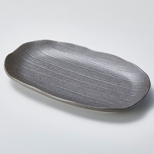 千筋23cm焼物皿黒 23×13×2.5cm 132-188 (10個入) 132-099/業務用/新品/小物送料対象商品