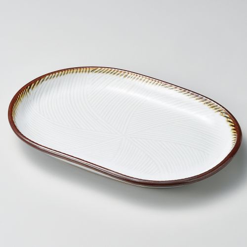 乳白楕円31cm皿 31×21.3×3.5cm 192-019/業務用/新品/小物送料対象商品