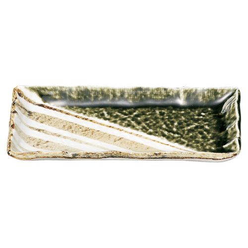 織部ストライプ突出皿 20.7×10.3×2cm 466-158 (5個入) 436-139/業務用/新品/小物送料対象商品