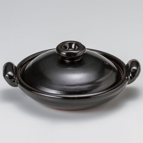 黒釉(手造り)すっぽん鍋9号 35×φ28×12.5cm(800cc)(身6cm) 388-049/業務用/新品/送料無料