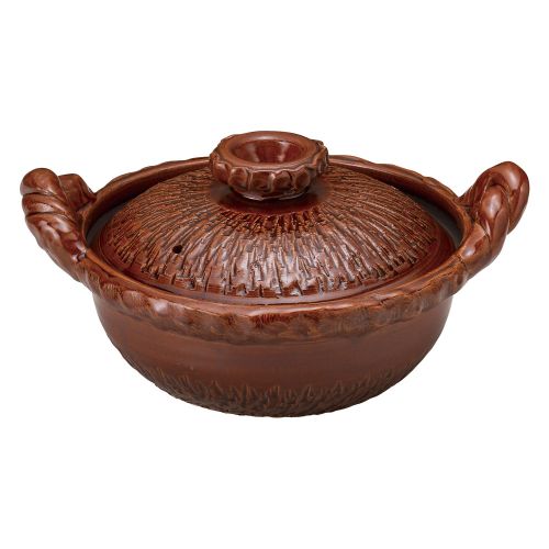 アメ釉(手造)8号鍋 30.5×φ25.5×15糎(1600竓)(身9.5糎) 381-109/お役目用/新品/小物貨物輸送客体商いもの