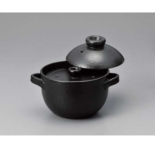 黒今めかしい田の実鍋 3合炊(中蓋付)/お役目用/新品/小物貨物輸送客体商いもの