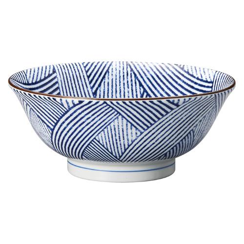 094-E027 縞格子 6.8高台丼 φ21.2×8.3(cm)/5入り/業務用/新品/小物送料対象商品