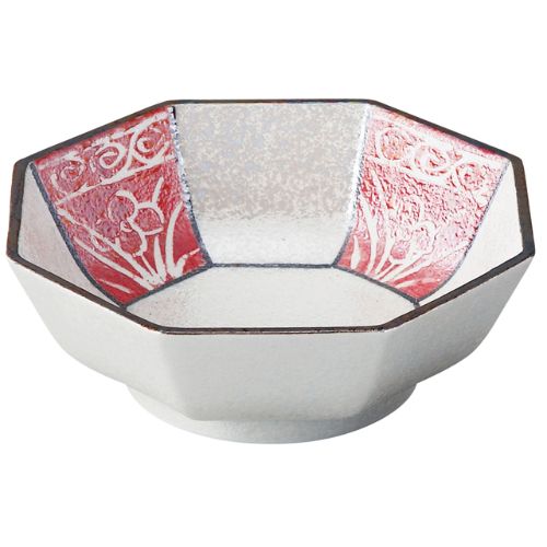 錦ラスター朱彩花紋八角向付/業務用/新品/小物送料対象商品