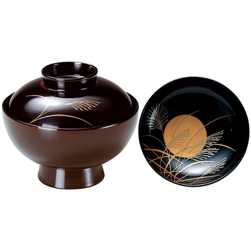4寸仙才椀 溜 見返しススキ/業務用/新品/送料無料