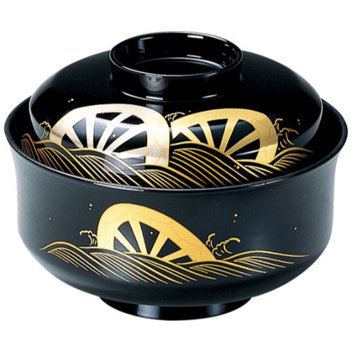 4.5寸天竜寺椀 黒御所車/お役目用/新品/貨物輸送無料