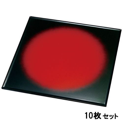 【10セット】尺1角折敷朱黒ボカシ毘沙門天塗/裏黒塗 /業務用/新品/送料無料