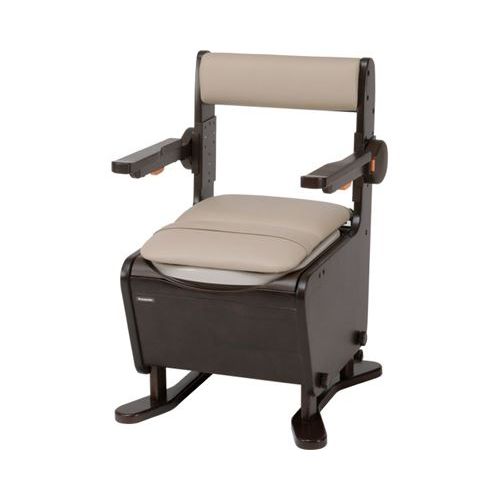 家具調室内用便器  座楽 ひじ掛けはねあげ/【PN-L23406 可塑性物質便座 暗然たる赤銅色】×1組/御勤め用/新品/貨物輸送無料