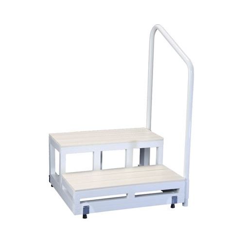 バリアフリー踏台 2段手すり付 高さ17cm/【F2-1T H17×2段 ブルー 左】×1組/業務用/新品/送料無料
