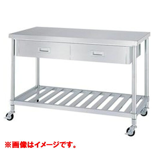型式:WDSC-12060-U75【シンコー】スノコ棚仕様 キャスター付引出付作業台 キャスター径:75φ 奥行:600mm【送料無料】【組立式】|厨房機器と店舗用品 TENPOS