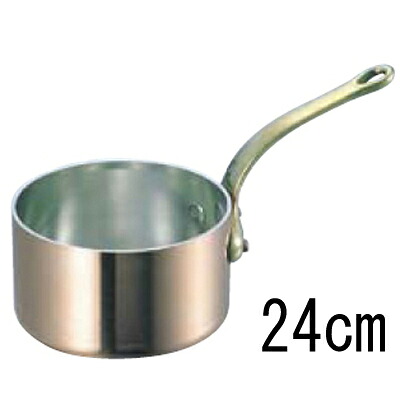 SW 銅 極厚 深型 片手鍋 蓋無 (真鍮柄) 24cm 【業務用】【送料無料】【プロ用】 /テンポス｜厨房機器と店舗用品 TENPOS