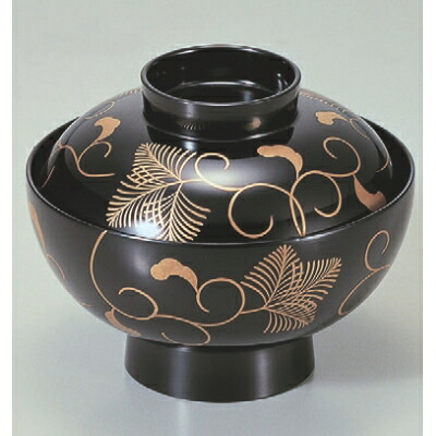 小吸椀 御殿吸椀黒松唐草本漆塗蒔絵 漆器/業務用/新品/小物送料対象商品