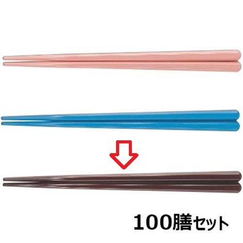 【100セット】箸 19.5cm六角先端角箸ワイン ホタテ貝抗菌 ワイン /業務用/新品/小物送料対象商品