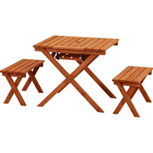 杉材ＢＢＱテーブル＆ベンチセット ミニ コンロスペース付 SD20-1033BR/業務用/新品/送料別
