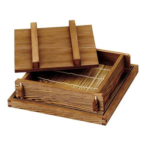 焼杉 客座敷セイロセット(身1段・竹スダレ・蓋・箱型掏摸蓋付)/御役目用/新品/貨物輸送無料