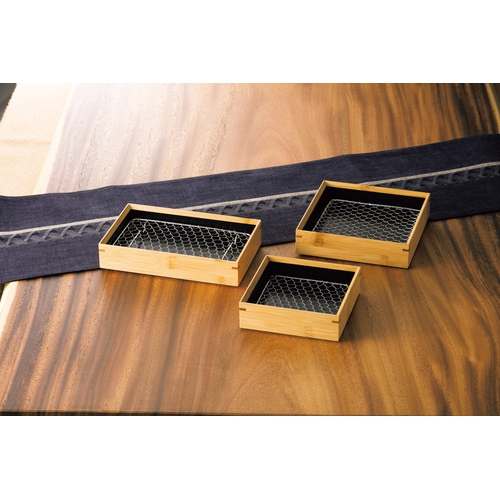 竹・天ぷら盛皿 内黒 ステンレス目皿付 長角/業務用/新品/小物送料対象商品