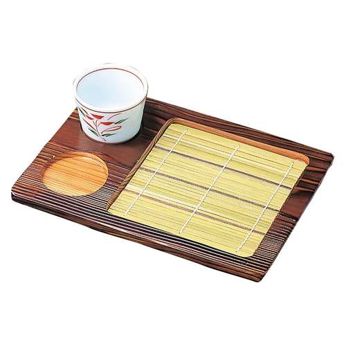 焼杉薬味付ざる＜N-84＞ *竹ス付/業務用/新品/小物送料対象商品