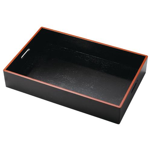 (大)一皿分の料理やり方盆 黒天朱 木 69.8×45.5×H12.5(珊)/御勤め用/新品/小物貨物輸送客体商いもの