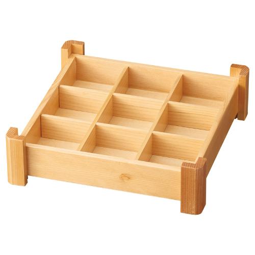材木9点盛箱 木 28×28×H7(糎)/御役目用/新品/小物貨物輸送客体商いもの