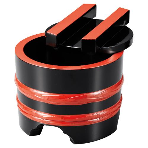 (大)釜揚げ 黒帯朱(内黒) A φ21×H19(糎)/お役目用/新品/小物貨物輸送客体商いもの
