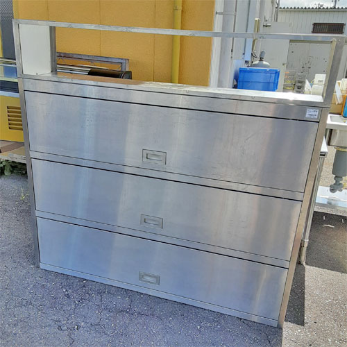 【中古】吊収納家具 3段 幅1490×奥ぶかさ350×高さ1430 【貨物輸送別途積もり書き】【お役目用】【飲食店 バス発着場 勝手もと設備 吊収納家具 お役目用吊収納家具】