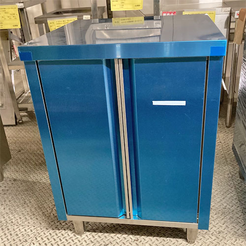 業務用　ステンレス　キャビネット　作業台　調理台　厨房設備　厨房機器 SU4A-075B ステンレス一人用作業台(移動式・キャビネット付) 幅750