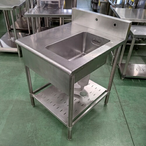 【中古】一槽シンク BGあり 幅650×奥行750×高さ820 【送料別途見積】【業務用】【飲食店 店舗 厨房機器 一槽シンク 業務用一槽シンク】 13,277円