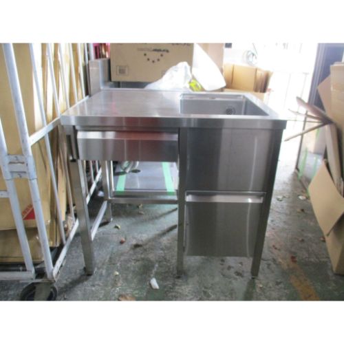【中古】一槽シンク 引出し台付き 幅850×奥行630×高さ800 【送料別途見積】【業務用】【飲食店 店舗 厨房機器 一槽シンク 業務用一槽シンク】|厨房機器と店舗用品 TENPOS