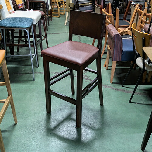 【中古】洋風カウンターイス ブラウン 座ブラウンレザー 幅430×奥行420×高さ980 座面高さ：700 【送料無料】【業務用】【飲食店 店舗 厨房機器 カウンターチェア 業務用カウンターチェア】