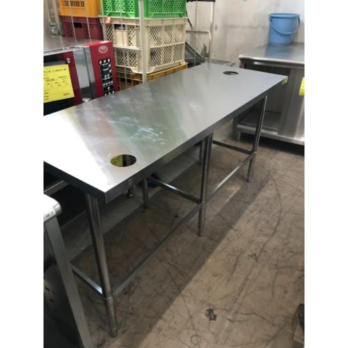 【中古】作業台 穴あり 幅1550×奥行600×高さ850 【送料無料】【業務用】【飲食店 店舗 厨房機器 作業台 業務用作業台】
