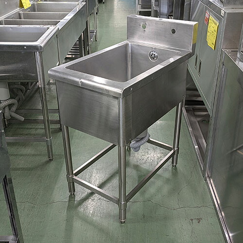【中古】一槽シンク BGあり 幅450×奥行750×高さ800 【送料別途見積】【業務用】【飲食店 店舗 厨房機器 一槽シンク 業務用一槽シンク】