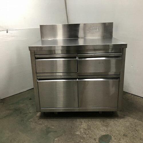 【中古】調理台 引出し付き BGあり 幅900×奥行600×高さ795 【送料別途見積】【業務用】【飲食店 店舗 厨房機器 調理台 業務用調理台】