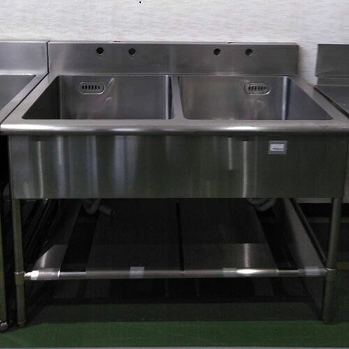 【中古】二槽シンク BGあり 幅1200×奥行750×高さ800 【送料別途見積】【業務用】【飲食店 店舗 厨房機器 二槽シンク 業務用二槽シンク】