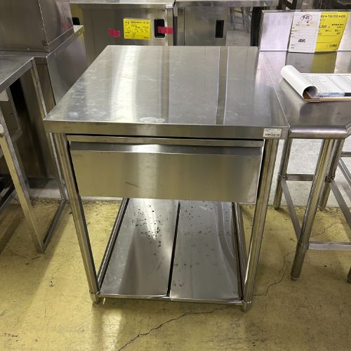 【中古】作業台 引出し付き BGなし 幅660×奥行750×高さ850 【送料別途見積】【業務用】【飲食店 店舗 厨房機器 作業台 業務用作業台】