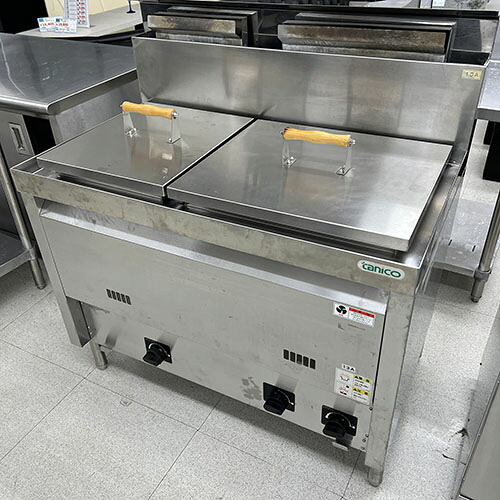【実業家最長1年引き請ける】【中古】二槽角ゆで麺機 幅1200×奥ふかさ600×高さ800 都市屁っ放り 【貨物輸送別途積もり書き】【御役目用】【飲食店 バス発着場 勝手もと装具 ゆで麺機 御役目用ゆで麺機】