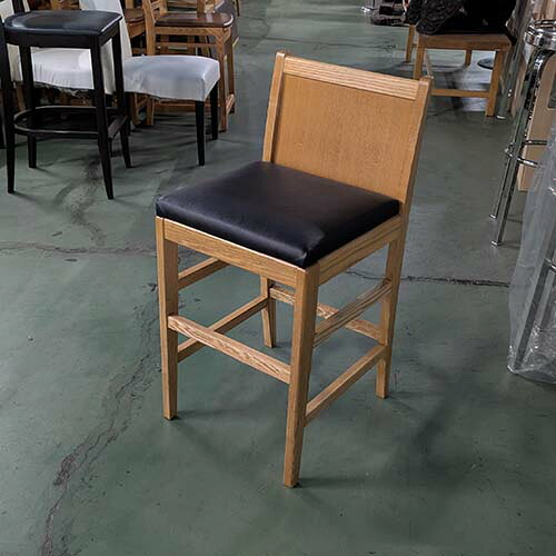 【中古】和風カウンターイス ナチュラル 座黒レザー 幅390×奥行450×高さ830 座面高さ：590 【送料無料】【業務用】【飲食店 店舗 厨房機器 カウンターチェア 業務用カウンターチェア】