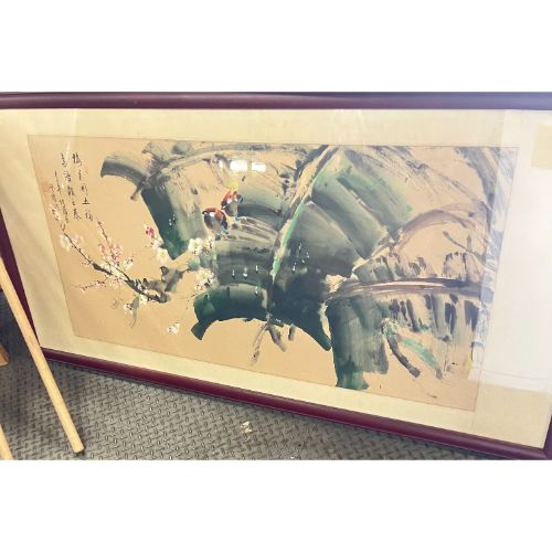 【中古】絵画 大 五福三春 幅1420×奥行30×高さ680 【送料無料】【業務用】【飲食店 店舗 店舗備品 壁面 ディスプレイ雑貨】