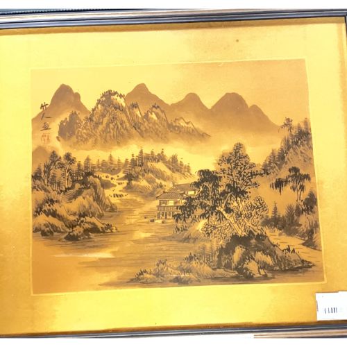 【中古】絵画 小 山河A 幅450×奥行30×高さ400 【送料無料】【業務用】【飲食店 店舗 店舗備品 壁面 ディスプレイ雑貨】